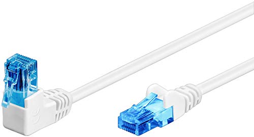 goobay Cable de red 51536 CAT 6A, 90 grados, Ethernet, Playstation, Xbox, LAN, DSL, U/UTP, RJ45, color blanco, 1 m