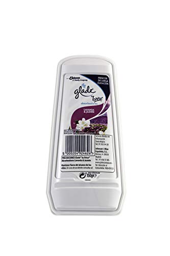 Glade® Gel Ambientador Absorbeolores de Larga duración para baños armarios y Espacios pequeños, Fragancia Lavanda aceites Esenciales, 1 Unidad
