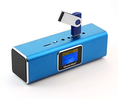 Musicman Altavoz portátil con pantalla MA Sonido estéreo Radio FM incorporada Soporte de tarjetas USB TF y MicroSD Estación de sonido móvil (azul)