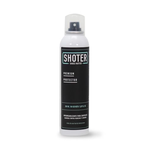 SHOTER spray impermeabilizante calzado - Protector para zapatillas, repelente de agua para zapatos, manchas, líquidos y lluvia. Cuida tu calzado de cuero, lona y gamuza.