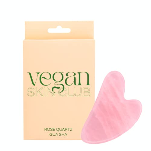 Vegan Skin Club Gua Sha de cuarzo rosa | Herramienta de masaje natural para el cuidado de la piel para las mujeres | Escultor y masajeador facial de bienestar con efectos antienvejecimiento