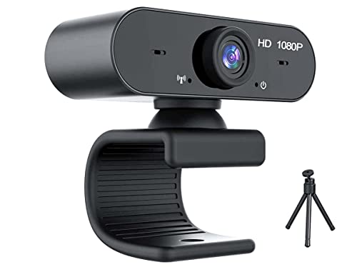 Webcam PC con micrófono, cámara web 1080P con USB, videocámara para ordenador portátil, soporte plegable, soporte tripies incluidos