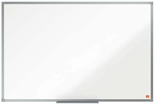 Nobo Pizarra Magnética de Acero, 900 x 600 mm, Marco de Aluminio, Fijado a la Pared con Montaje en las Esquinas, Bandeja para Rotuladores, Gama Essence, Blanco, 1905210