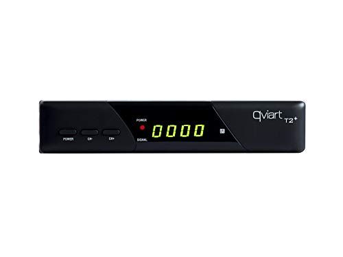 Qviart T2+ Receptor TDT DVB-T2 H265/H.264 Full HD 1080p con HDMI, Scart, Timeshift, Grabador PVR, EPG y USB 2.0, para la Television Actual y la del Futuro