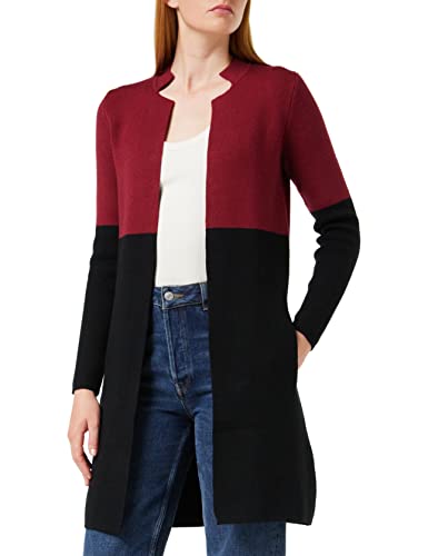 Morgan Gilet Long MBLOCK Cardigan Sweater, Multicolor (Bordeaux/Noir), Small Women's