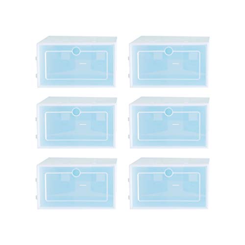 Toyvian 6 Uds transparentes apilables zapatos cajas espesar zapatos cajas de almacenamiento plástico zapatos contenedores 32x23x12cm azul