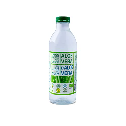 Green Frog - Bebida de Aloe Vera Puro con Pulpa (99,8%) - 1 Litro - Certificado Bio Europeo - 100% Ecológico - Libre de Aloínas y Azúcares - Rico en Vitaminas y Aminoácidos