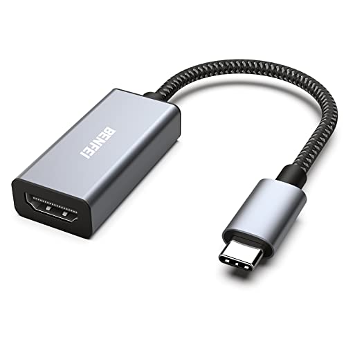Adaptador USB C a HDMI 4K, Adaptador BENFEI Thunderbolt 3 a HDMI Compatible con MacBook Pro 2022/2021/2020, Samsung Galaxy S20 / 10 y más [Carcasa de Aluminio y Cable de Nailon]