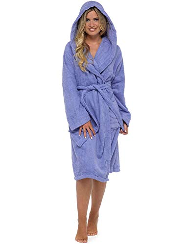 CityComfort Señoras Robe Luxury Terry Toweling algodón bata albornoz Mujeres altamente absorbente mujeres con capucha y Shawl Towel baño abrigo (M, Morado)