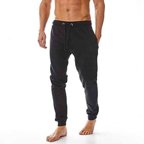 Iron Mountain IMPNT206 Pantalón de chándal ecológico para hombre con hilo reciclado, parte inferior de chándal con puños, Negro, XL