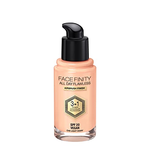 Max Factor - All day flawless 3 in 1 foundation, base de maquillaje, 40 ivory
