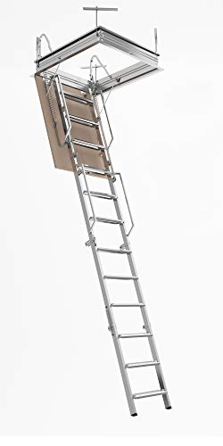 Escalera Escamoteable Plegable 4 Piezas Buhardilla, retráctil rígida H 280 - 310 cm, lado 70