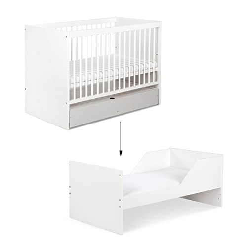 DALIA Cuna escalable bebé convertible en cama infantil, 140 x 70 cm, color blanco