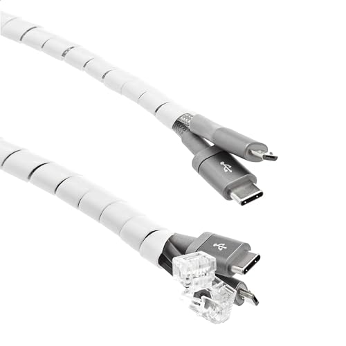 Amazon Basics Tubo organizador de cables universal, 10 m, Blanco, 7.87 x 7.09 x 1.18 inch (Antes éramos AmazonCommercial)