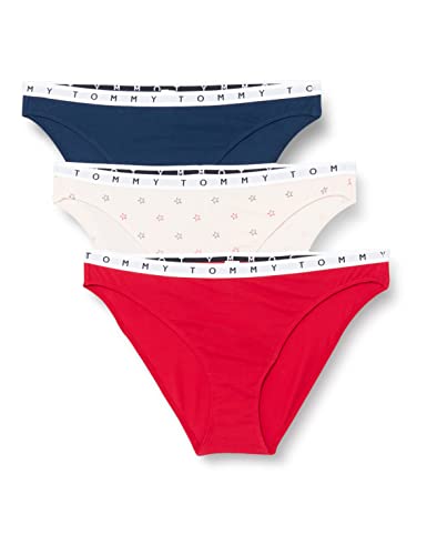 Tommy Hilfiger Estampado 3p Bikini Estilo Ropa Interior, Twilight Indigo/Star/Primary Red, S para Mujer