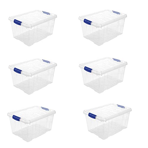 Acan Tradineur – Pack de 6 Cajas de Almacenamiento – Fabricado en plástico – Contenedor para almacenar juguetes, libros, ropa, mantas – N.º 1 – 21,5 x 39 x 29 cm – 16 L