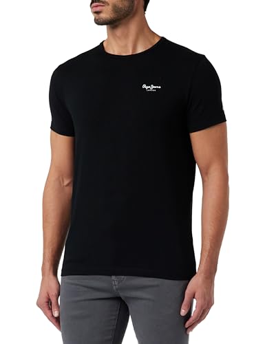 Pepe Jeans Original Basic 3 N Camisetas, Negro (Black), L para Hombre