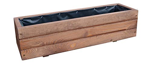Jardinera de madera para jardín o terraza, ya montada, D6, nuez (longitud de 90 cm)
