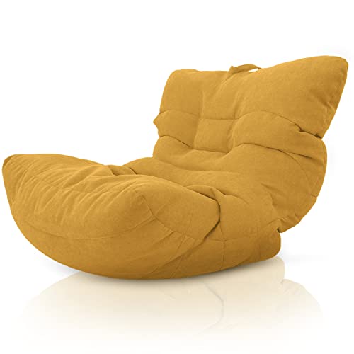 Aiire Puff Salon de Lujo XXL - Sofa Puf Gigante Moderno de Diseño - Modelos de Puffs o Bean Bag Chair Grandes con Relleno Incluido para Adultos o Decoracion Habitacion Juvenil Amarillo