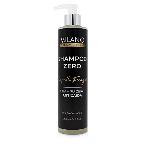 Milano Champú Zero Anticaída 250 ml champu sin sulfatos ni parabenos ni siliconas ni minerales ni sales shampoo para pelo cabello natural sensitive profesional champu cero