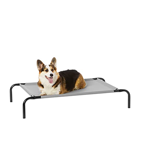Amazon Basics Cama para perros, elevada refrescante para mascotas, tela, Mediano, Gris, 110 x 65 x 19 cm (L x An x Al)