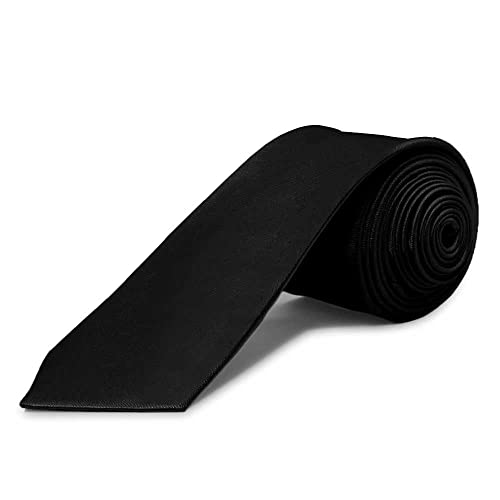 OcioDual Corbata Estrecha Unisex sin Estampado Satinado para Celebraciones y Eventos 100% Poliéster Negro