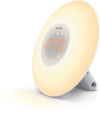 Philips Wake-up Light HF3505/01 - Despertador de luz led, radio FM, simulación del amanecer y del atardecer, 2 sonidos naturales, 1 alarma, 200 Lux, blanco