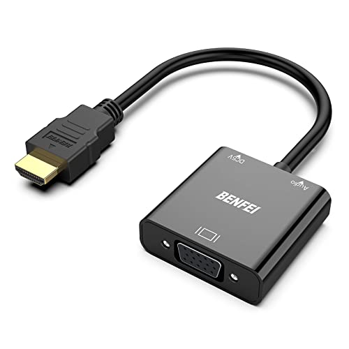 BENFEI Adaptador HDMI a VGA, HDMI a VGA (Macho a Hembra) 1080P Convertidor con Audio y Mirco USB Cable de Carga para PC, Portátiles, HDTV Proyectores, PS4/3 Xbox y Otros Dispositivos HDMI