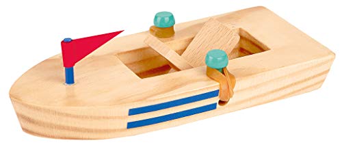 moses- Barca de Madera con Motor de Goma | Juguete clásico para niños, Color carbón (30547)