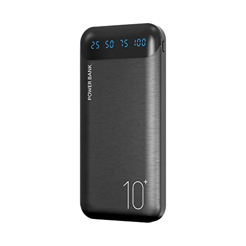 Power Bank 10000mAh Cargador Portátil Batería Externa con 2 Salidas USB 2.4 A y Entrada USB C Compatible con Huawei iPhone 12 11 X iPad Samsung Galaxy S20 Android Tablet Plus (Negro)