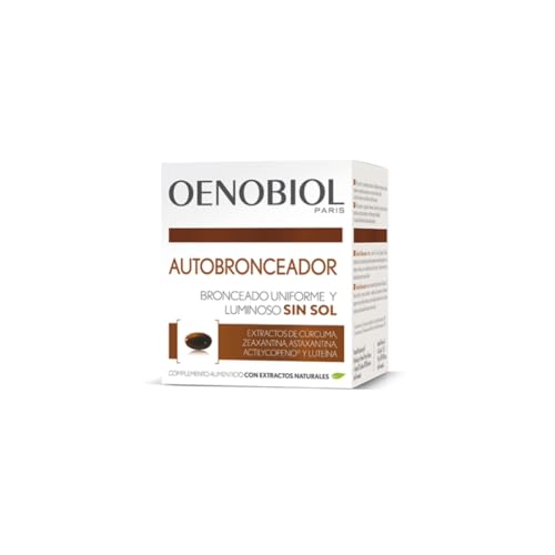 Oenobiol Autobronceador - Bronceador facial y corporal sin sol - Complemento alimenticio con cúrcuma, licopeno y luteína - 30 cápsulas