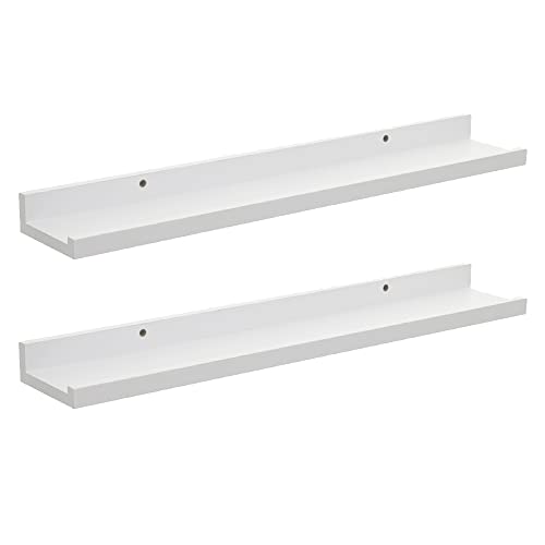 LOLAhome Set de 2 estantes para Cuadros de Madera Blancos de 80 cm