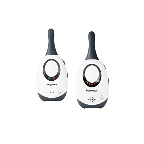 Babymoov Babyphone Simply Care Audio con función VOX, doble alarma y 2 adaptadores, alcance 300 m, Gris