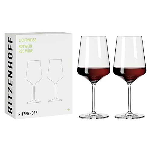Ritzenhoff 6111005 Copa de vino tinto 500 ml - Serie Lichtweiss - 2 piezas en estuche de regalo - elegante-moderno