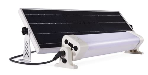 ELEDCO Lámpara Solar 12W, Tubo LED 4000K, Placa Solar, Mando a Distancia, Interruptor, Sensor de Movimiento (12W, Luz Neutra 4000K)