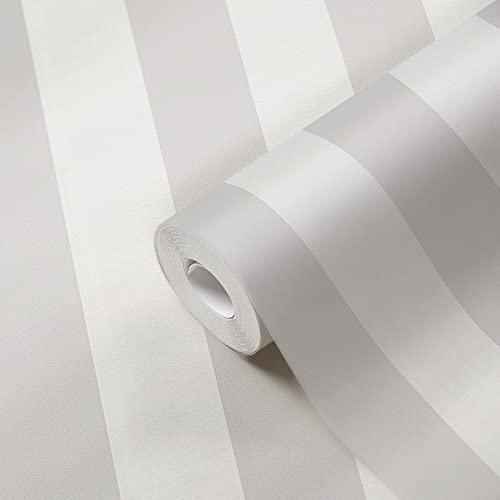 WALLCOVER Papel pintado a rayas gris plata papel pintado rayas estructura fina para pasillo salón cocina dormitorio oficina