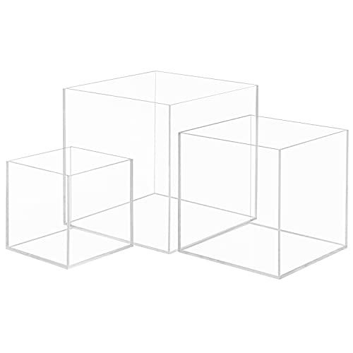 Belle Vous Cajas de Metacrilato Transparente (Pack de 3) Cubos 3 Tamaños Distintos - Vitrina Expositora para Colecciones – Organizar/Proteger del Polvo – Figuras de Acción, Miniaturas, Juguetes
