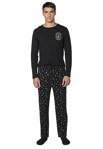 Koroshi Pijama Largo de algodón Color Negro para Hombres, de Color Negro, Talla M