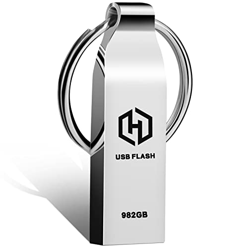 dolrun Memoria USB 3.0 982 GB - Memoria Flash USB Alta Velocidad Pen Drive Impermeable con Carcasa de Metal Duradera Pendrive con Llavero Portátil