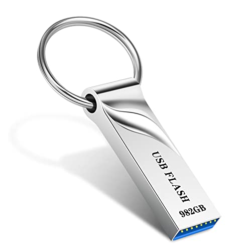 Tuyer Memoria USB 982 GB - Memoria Flash USB 3.0 con Carcasa de Metal Duradera Pen Drive 982GB Impermeable con Llavero Portátil Pendrive Alta Velocidad