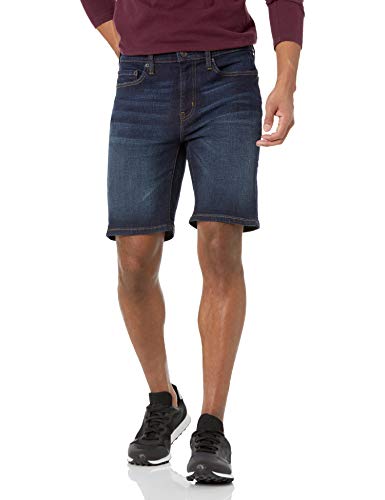 Amazon Essentials Pantalón Corto Ajustado en Tejido Denim con Entrepierna de 22,8 cm Hombre, Lavado Oscuro, 38W
