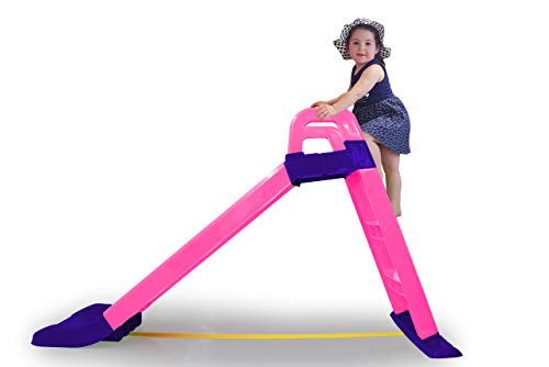 JAMARA Funny Slide Rosa – Hecho de plástico Resistente, caño Antideslizante para aterrizajes Suaves, escalones Anchos y Asas de Seguridad, Cuerda de estabilización, Color (460503)