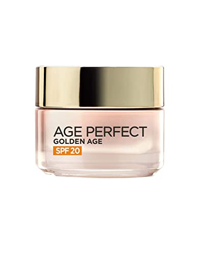 L'Oréal Paris Age Perfect Golden Age Crema de Día Fortificante con Protección Solar SPF 20, Antiflacidez y Luminosidad, Pieles Maduras y Apagadas, 50 ml