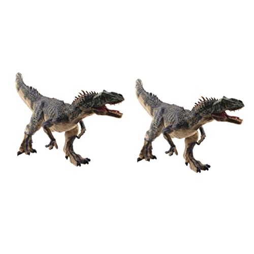 SAFIGLE 2 Uds Dinosaurio Salvaje Jurásico Vida Silvestre Figuritas Modelo Alosaurio Decoración Juguetes Animal Juguete Simulación Figurita Período TV Verde Artesanía Figuras Mostradas