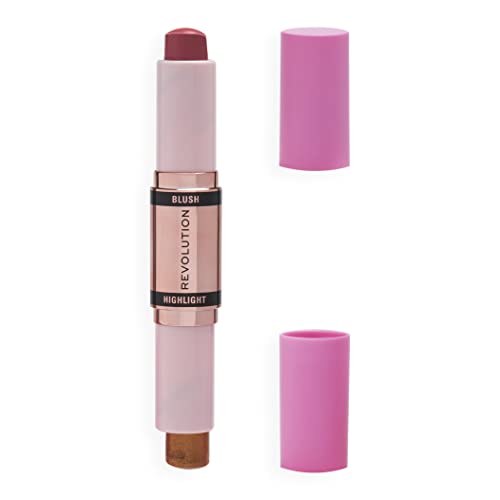 Makeup Revolution, Barra de Colorete e Iluminador, Flushing Pink, Colorete para el Rostro e Iluminador, 4.3g