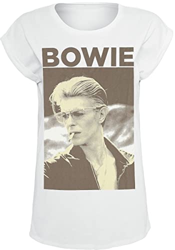 Mister Tee Ladies David Bowie tee Camisetas, Blanco, L para Mujer