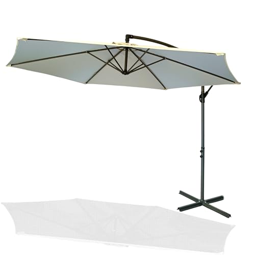 Sombrilla de Jardín 300 cm, Parasol Excentrico con Manivela, Protección UV 99.99%, modelo cantabria, con ventilación para terraza, jardín de 300 cm 6 varillas
