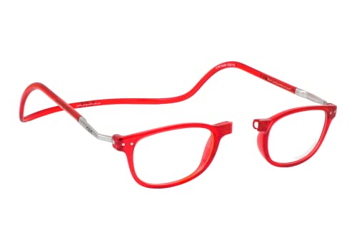 CliC Eyewear Gafas de lectura para hombre y mujer - CliC Wallstreet XL Blue Block - Gafas de lectura anti luz azul con imán - Poliamida TR90 y Nylon - Gafas flexibles (Rojo 2,5)