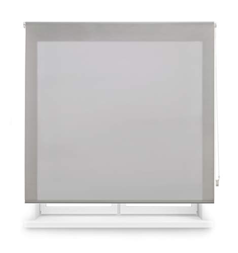 Blindecor Ara Estor enrollable translúcido liso, Gris plata, 140 x 175 cm, Manual