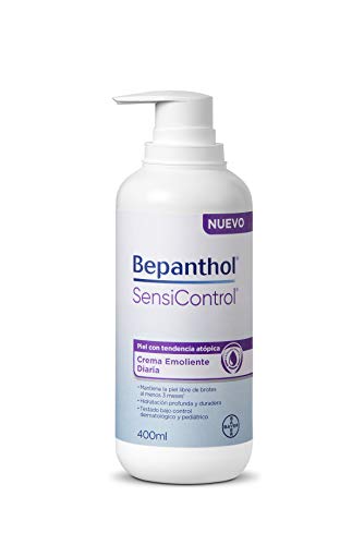 Bepanthol SensiControl Crema Emoliente Diaria con Pro-Vitamina B5 para Piel Atópica, Favorece una Hidratación Profunda y Duradera una Piel Sana y Protegida, 400 ml